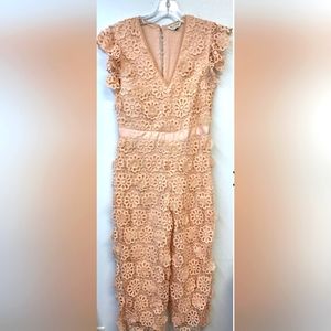 WOMENS MISS SELFRIDGE PINK LACE PANTSUIT - SIZE 6